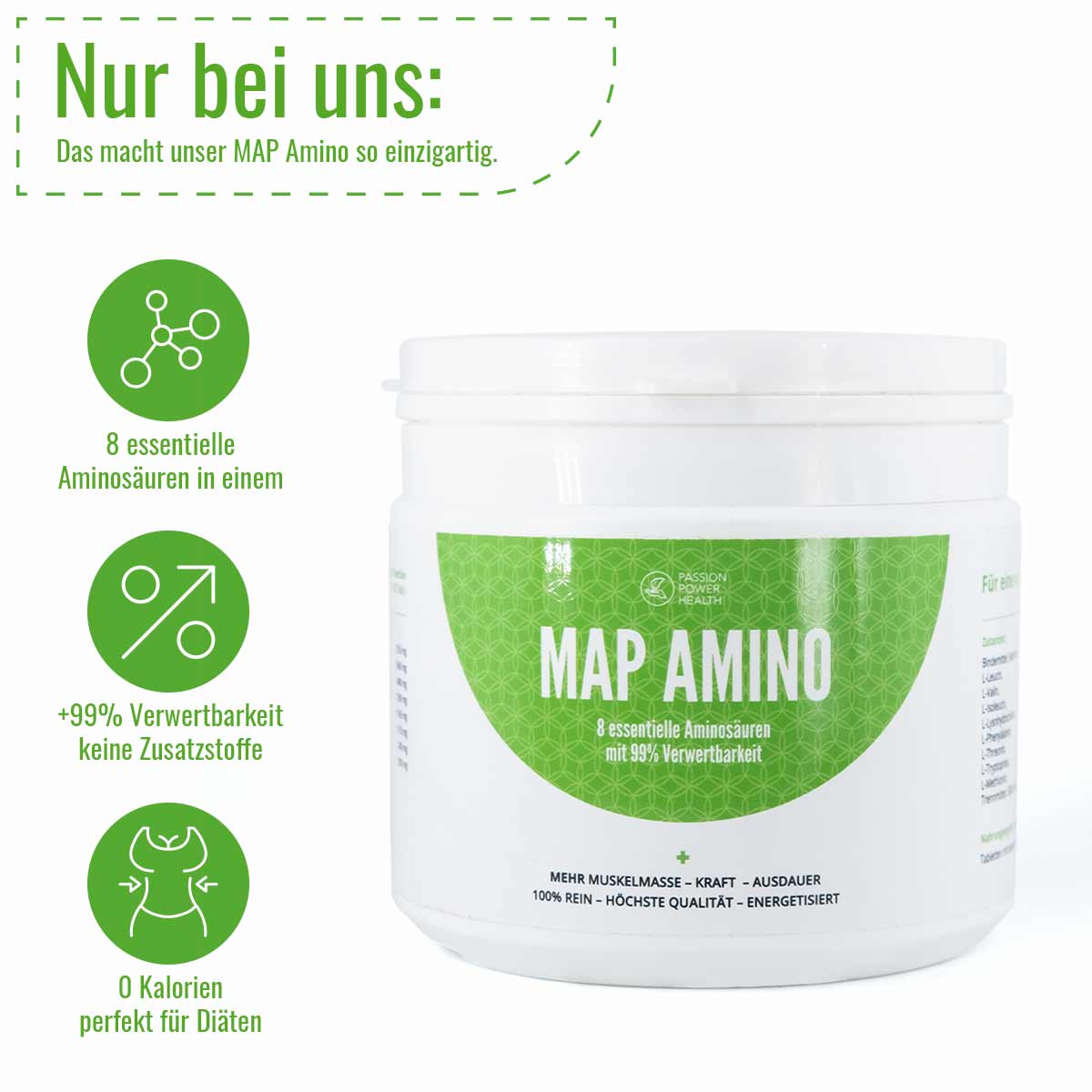 MAP Amino - Master Amino Acid Pattern - 300 Presslinge - 8 essentielle Aminosäuren - 100% rein