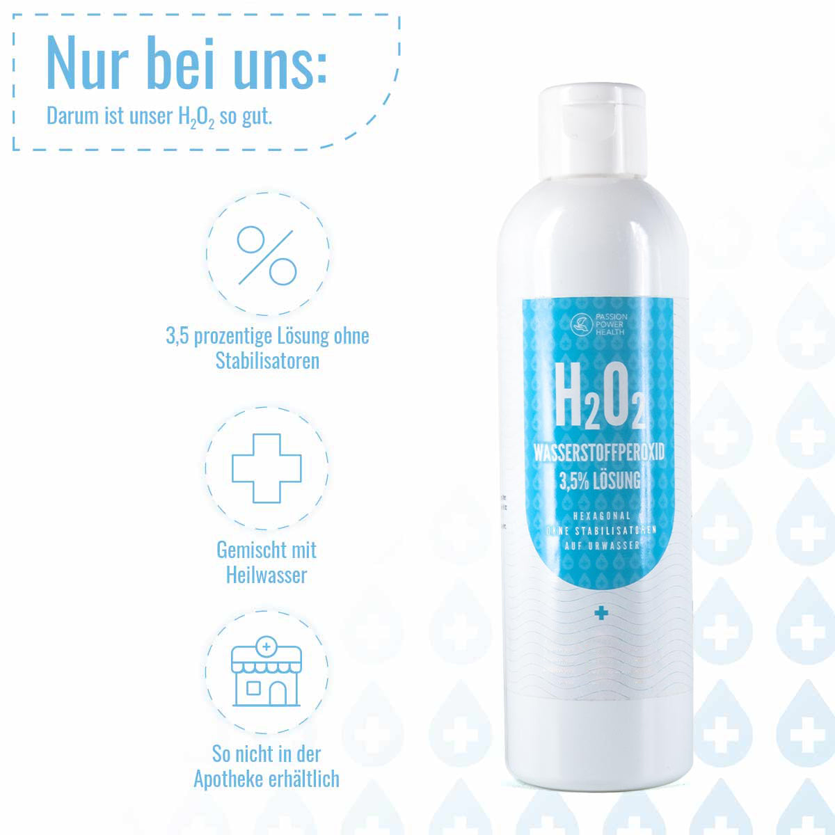Wasserstoffperoxid 3,5% Lösung 250ml - ohne Stabilisatoren - mit Heilfrequenzen aufgeladen
